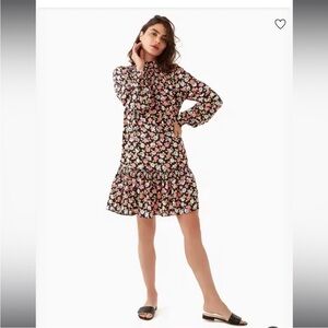 Kate Spade Women's Road Trip Floral Shift Dress Size XS Black Pink Floral Zip